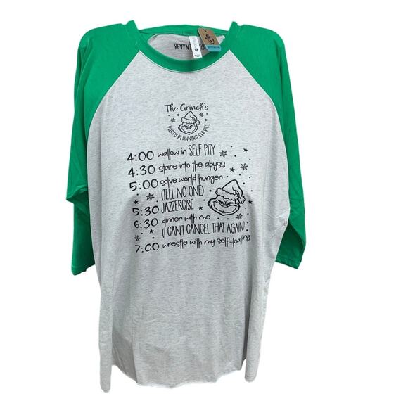 Next Level Apparel Tops - New Hand Printed Womens 3XL The Grinch's Party Planning Service Long Sleeve Tee